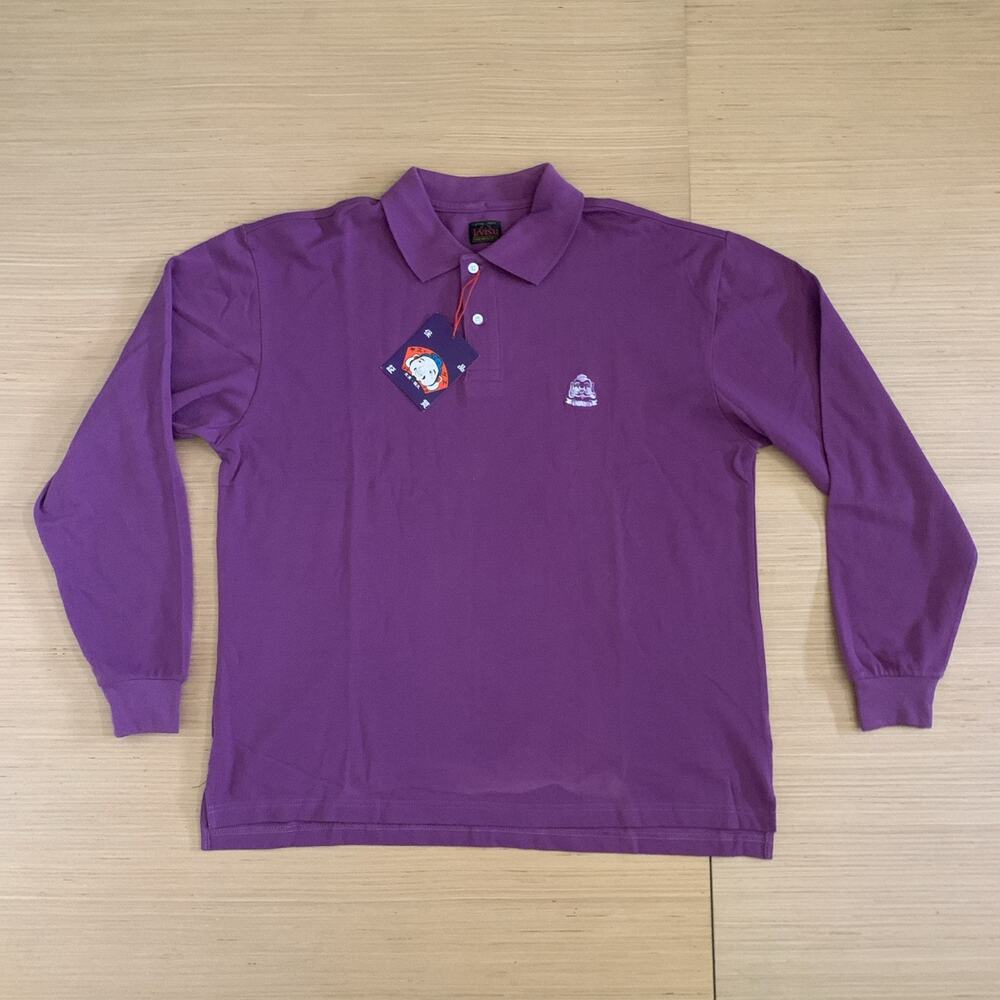 Evisu Custom Made Men's Size XL Long Sleeve Embroidered Buddha Polo Shirt NEW